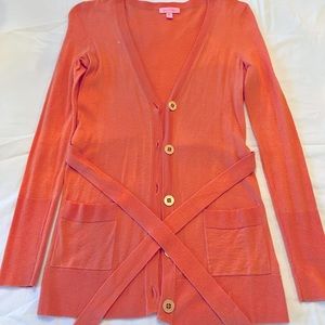 Lilly Pulitzer button down cardigan sweater with tie belt